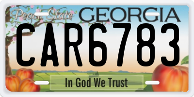 GA license plate CAR6783