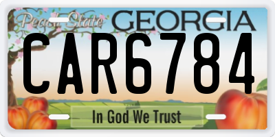 GA license plate CAR6784