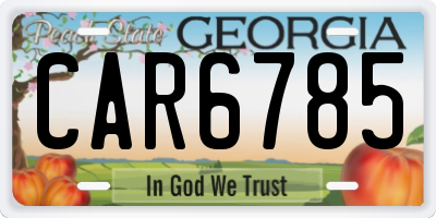 GA license plate CAR6785