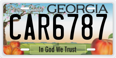 GA license plate CAR6787