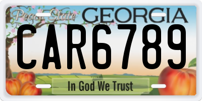 GA license plate CAR6789