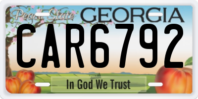 GA license plate CAR6792