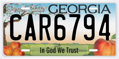 GA license plate CAR6794