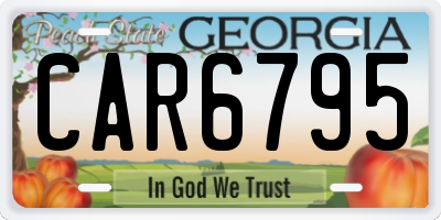 GA license plate CAR6795