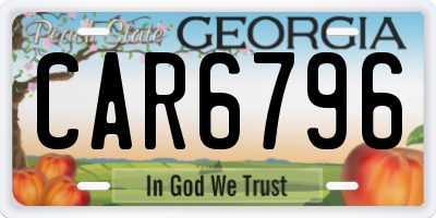 GA license plate CAR6796