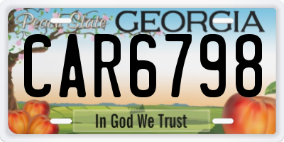 GA license plate CAR6798