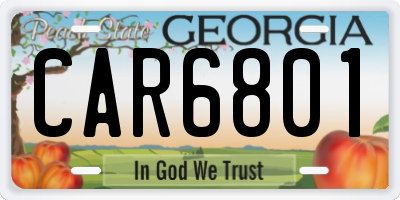 GA license plate CAR6801