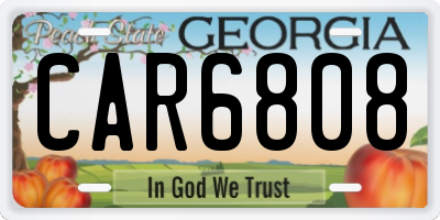 GA license plate CAR6808