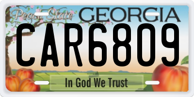 GA license plate CAR6809