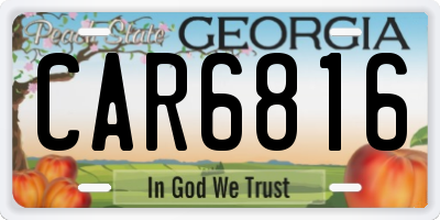 GA license plate CAR6816