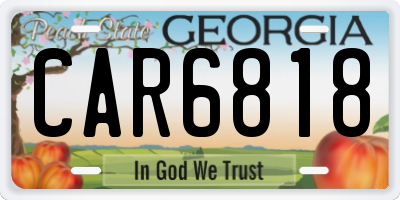 GA license plate CAR6818