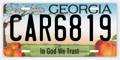 GA license plate CAR6819