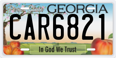 GA license plate CAR6821