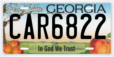 GA license plate CAR6822