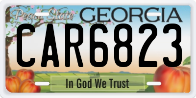 GA license plate CAR6823