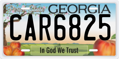 GA license plate CAR6825