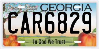 GA license plate CAR6829