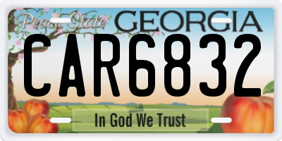 GA license plate CAR6832