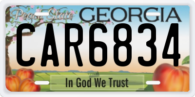 GA license plate CAR6834