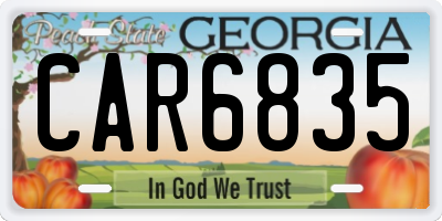 GA license plate CAR6835