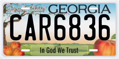 GA license plate CAR6836