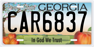 GA license plate CAR6837