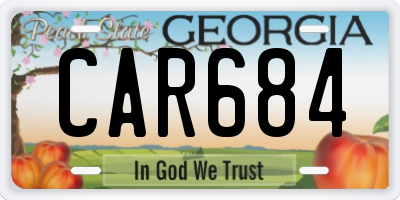 GA license plate CAR684