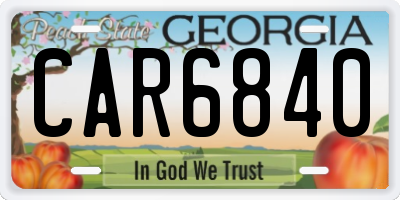 GA license plate CAR6840