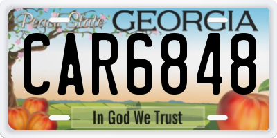 GA license plate CAR6848