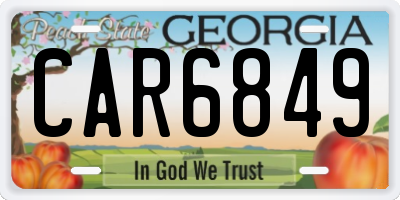 GA license plate CAR6849