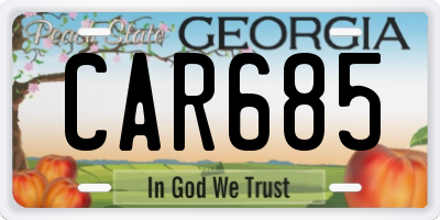 GA license plate CAR685