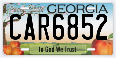 GA license plate CAR6852