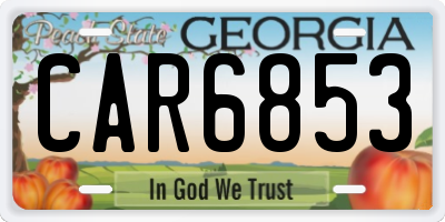 GA license plate CAR6853