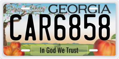 GA license plate CAR6858