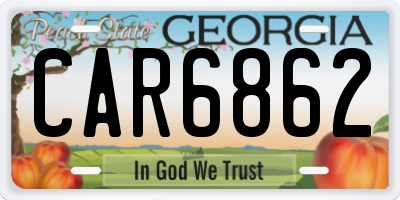 GA license plate CAR6862