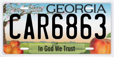 GA license plate CAR6863