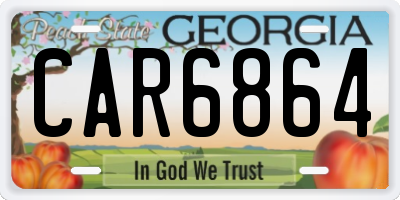 GA license plate CAR6864