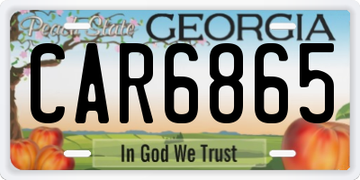 GA license plate CAR6865