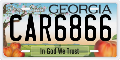 GA license plate CAR6866