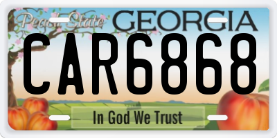 GA license plate CAR6868