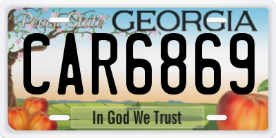 GA license plate CAR6869