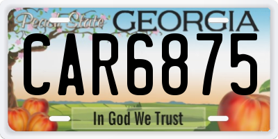 GA license plate CAR6875