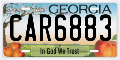 GA license plate CAR6883