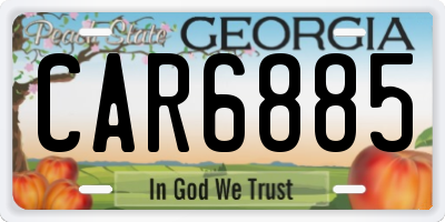 GA license plate CAR6885