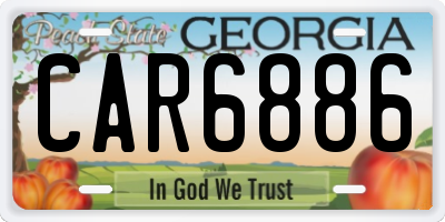 GA license plate CAR6886