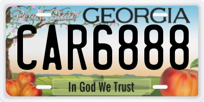 GA license plate CAR6888