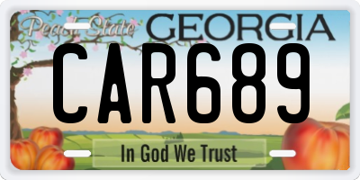 GA license plate CAR689