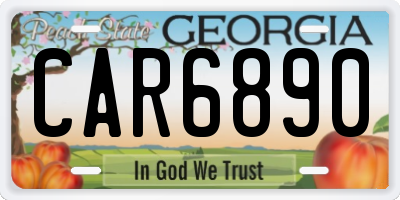 GA license plate CAR6890