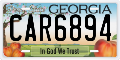 GA license plate CAR6894