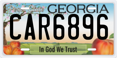 GA license plate CAR6896